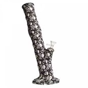 LIT Silicone - 13.5 Inch Skull & Crossbones Straight Tube W/Glass Downstem & Pull-Out