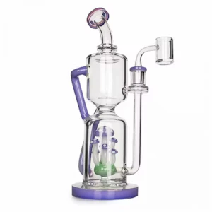 Red Eye Glass - Red Eye Glass - 12 Inch Periwinkle Teacher Concentrate Recycler Rig w/ 5 Hole Mushroom Perc - 14mm (F)