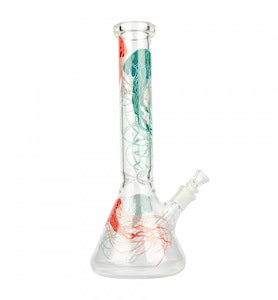 Red Eye Glass - Red Eye Glass - 15 Inch Clear Jellyfish Beaker Tube W/Full Wrap Decal - 14mm (F)