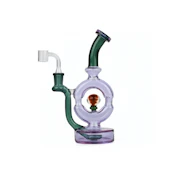 Red Eye Glass - 9 Inch Purple & Teal Donut Rig W/3 Hole Perc & Implosion Marble - 14mm (F)
