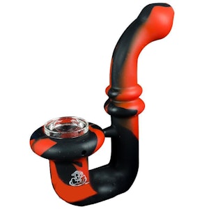 LIT Silicone - LIT Silicone - Red & Black Sherlock Pipe W/Glass Bowl Insert
