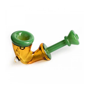 Red Eye Glass - Red Eye Glass - 4.5 Green & Yellow Calabash Hand Pipe