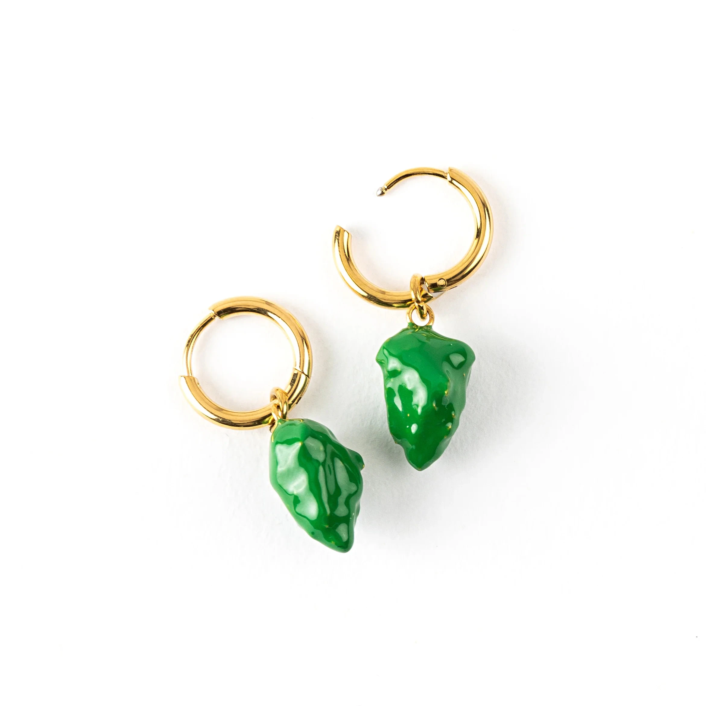 Frankie Smoke - Nug Charm Earring Set - Enamel Green with Gold Main Image
