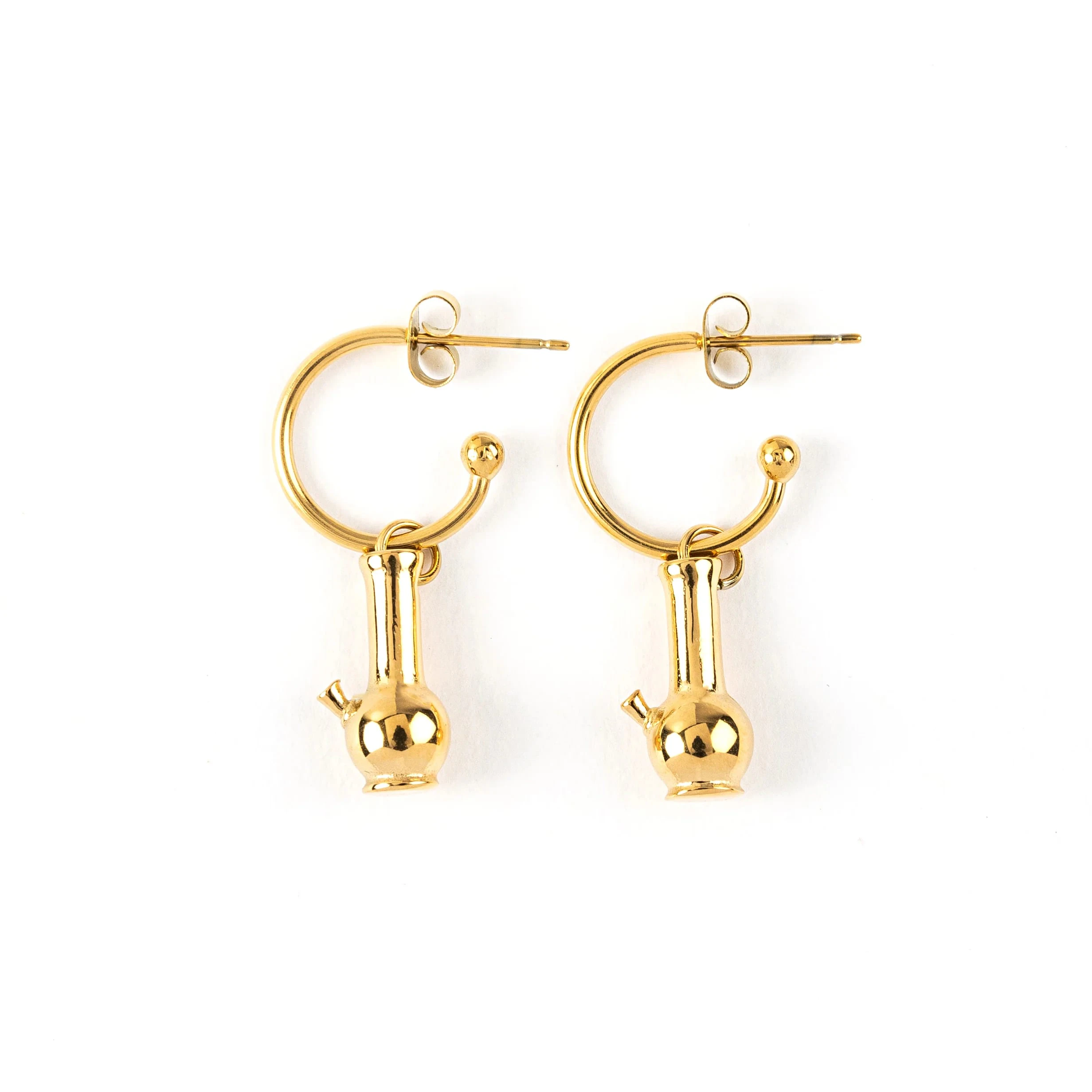 Frankie Smoke - Bong Charm Earring Set - Gold Main Image
