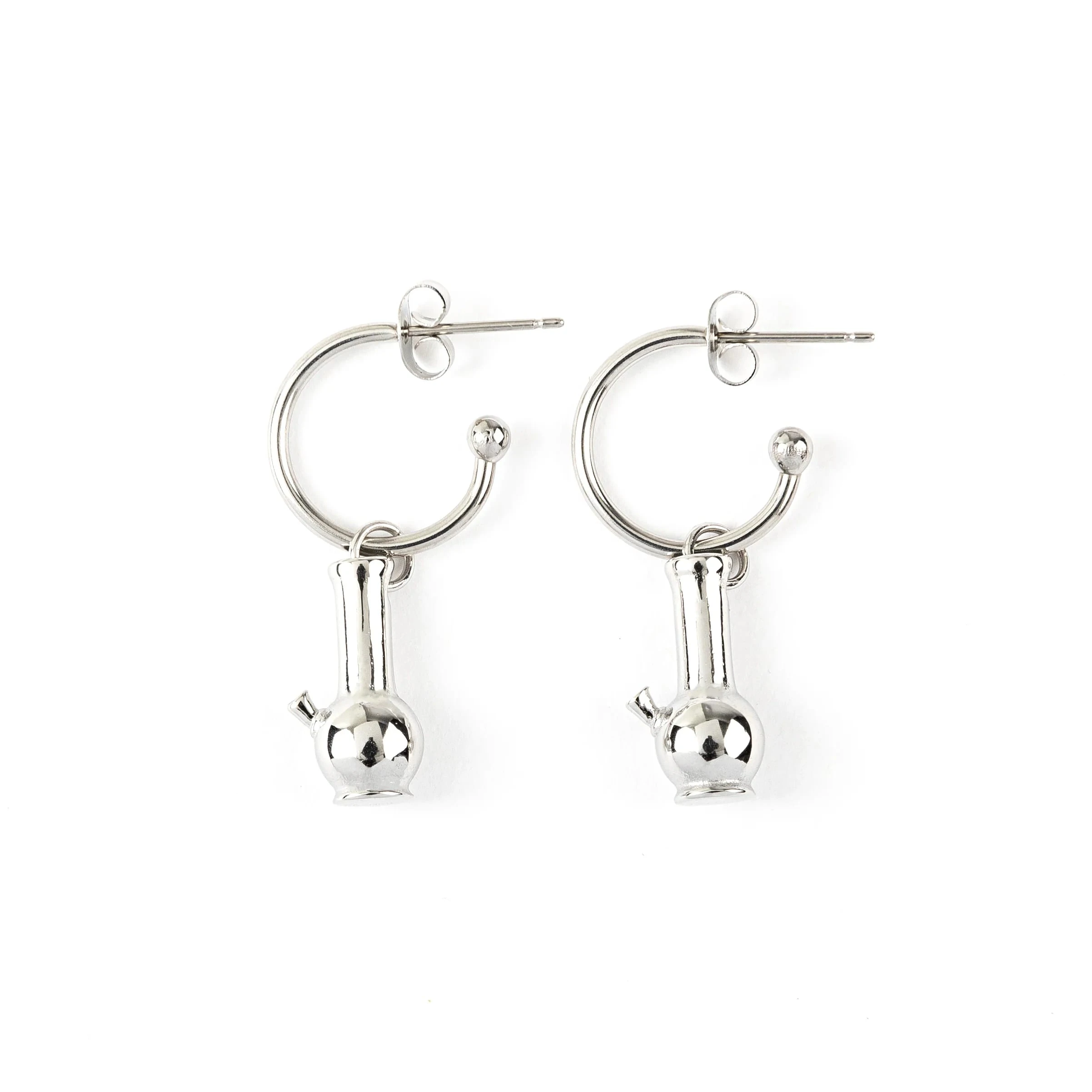 Frankie Smoke - Bong Charm Earring Set - Silver Main Image