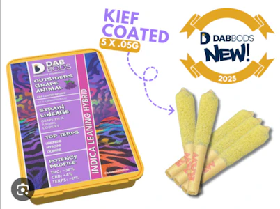 Dab Bods - Outsiders Grape Animal 5 x 0.5g Triple Infused Pre-Rolls Dab Bods