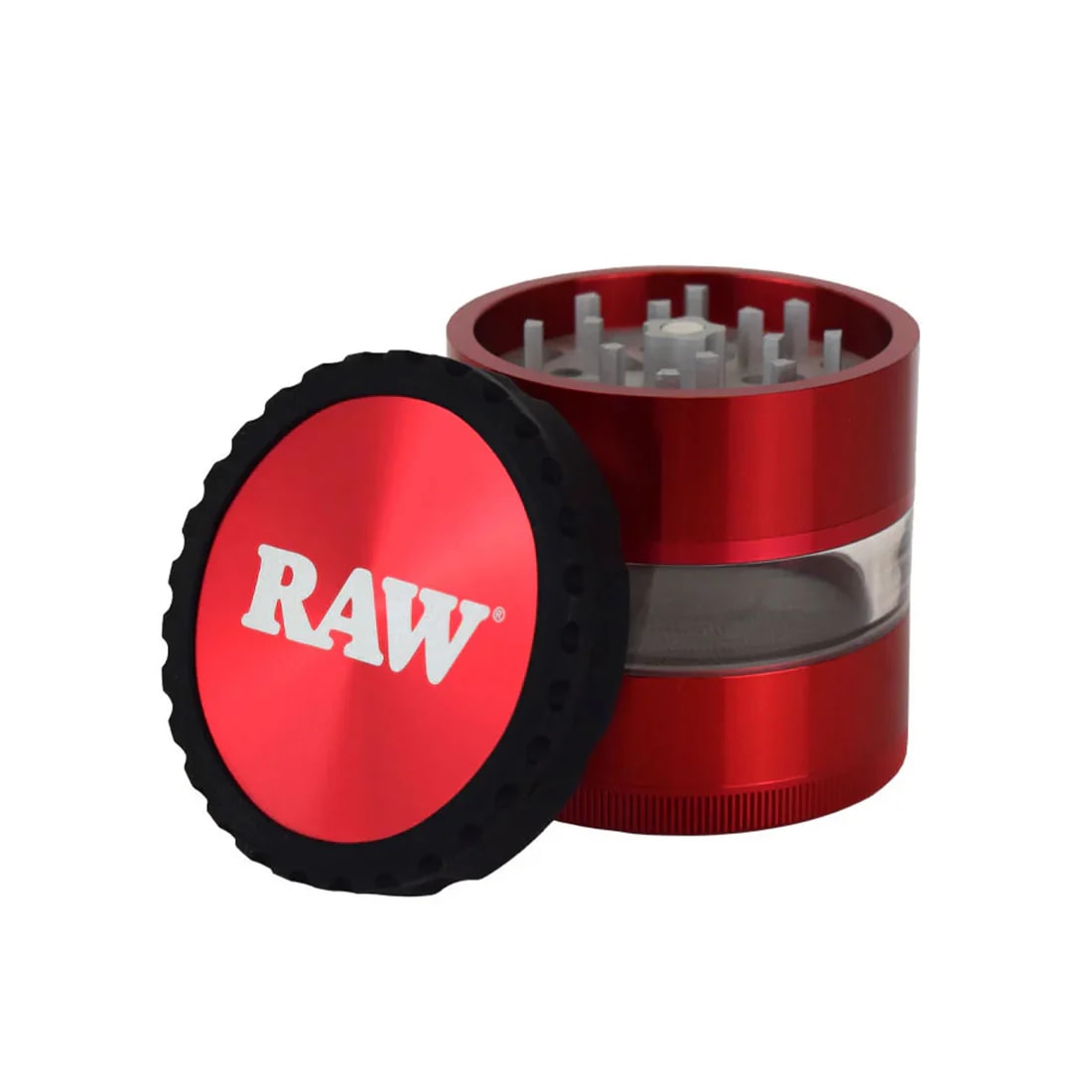 RED 4-PIECE CLEAR VIEW GRINDER