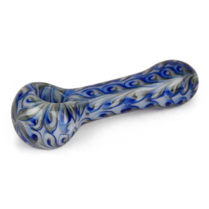 Red Eye Glass - 4.5" Paisley Hand Pipe (White+Blue)