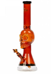 West Coast Gifts  - 18" Tall Amber Tuxedo Skull Beaker Tube W/Black Accents