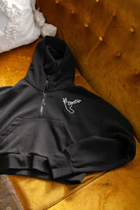 Prairie and Luna - P&L Black Cropped 1/2 Zip Hoodie -MEDIUM