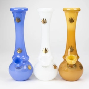 Nice Glass - 8" Fancy Glass Gold Leaf Bong