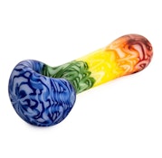 Red Eye Glass 4.5" Frosted Rainbow Spoon Hand Pipe