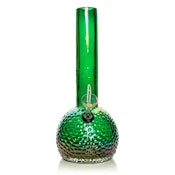 Platinum Metallic Hammered Bubble Base Bong / Retro Glass - Green