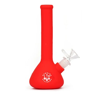LIT - 7.5" Beaker Water Pipe - RED (Lit Silicone)