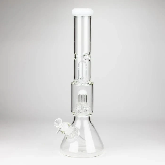 777 Smoke - 16" Color accented 7mm glass water bong w/ Diffuser - White Main Image