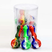 Silicone hand pipe with glass bowl - assorted