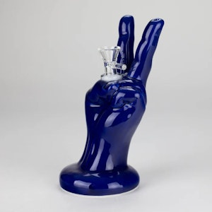 MBC - 8" Vintage Blue Victory Hand Ceramic Bong
