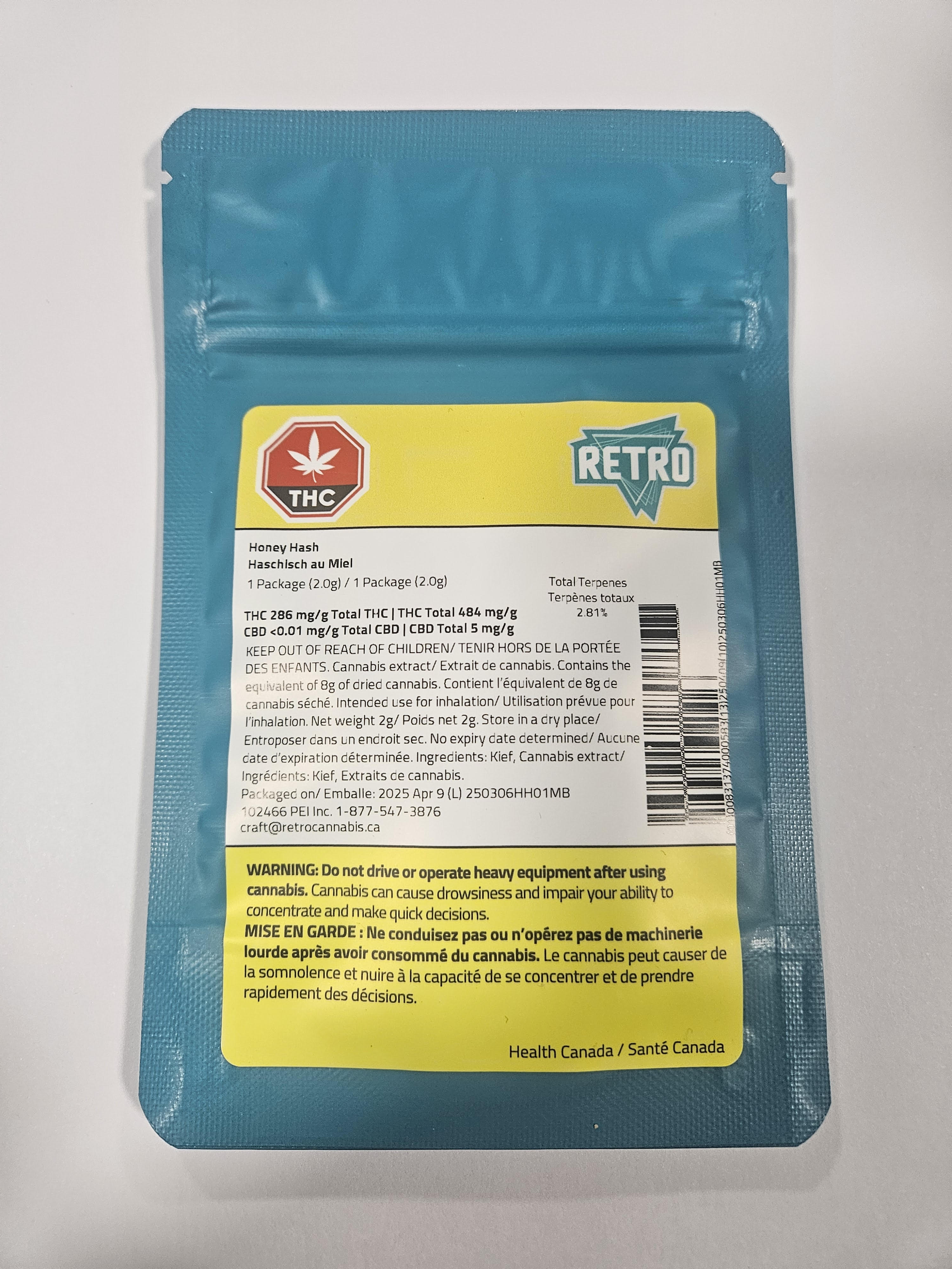 Retro Honey Hash Indica Hash 2g