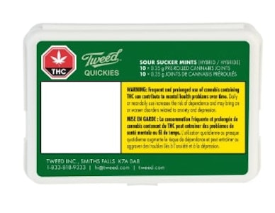 Tweed - Quickies Sour Sucker Mints 10 x 0.35g Pre-Rolls