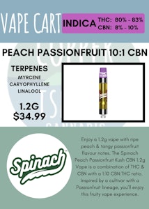 Spinach - SPINACH - PEACH PASSIONFRUIT 10:1 THC:CBN CART