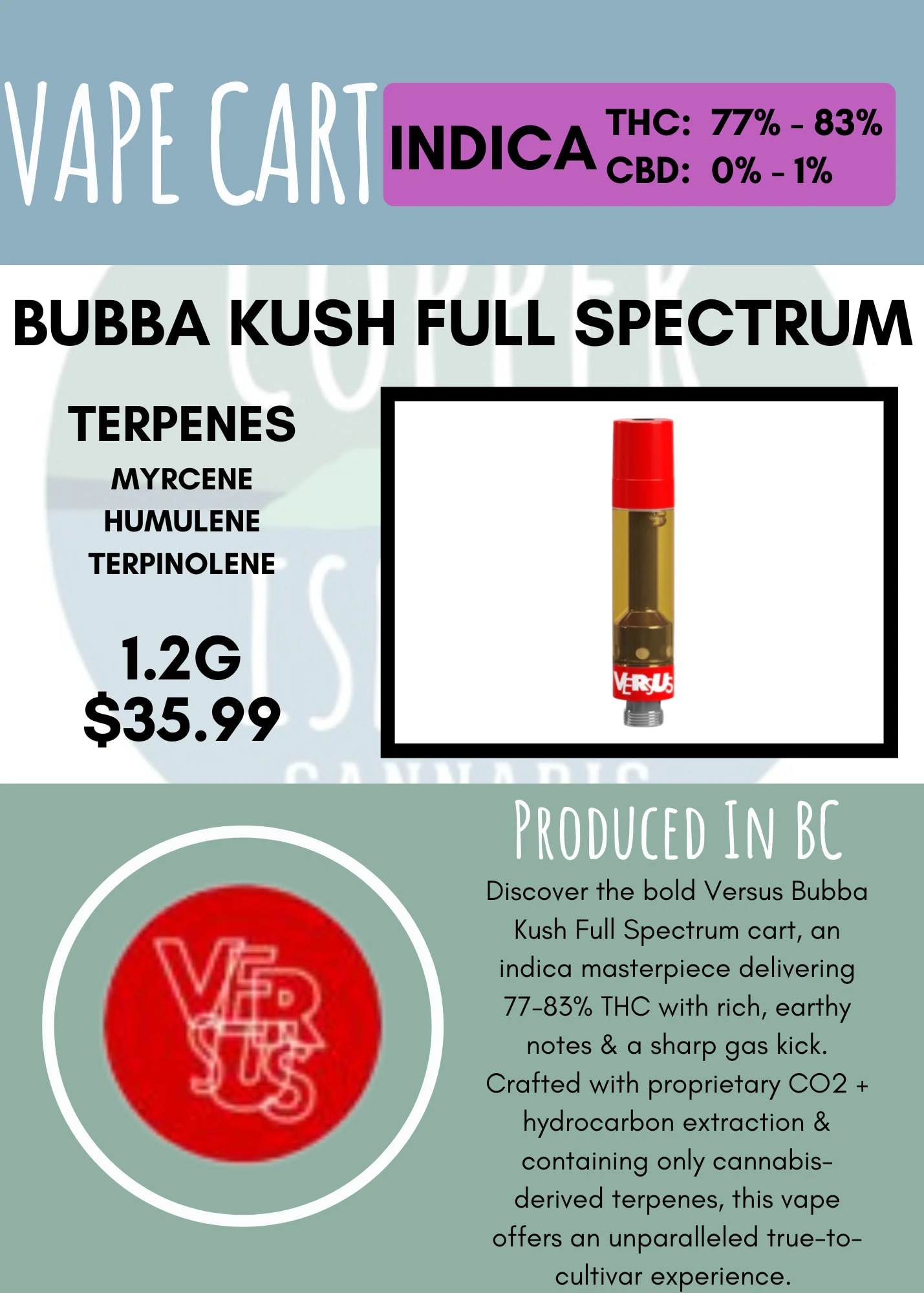 Versus - VERSUS - BUBBA KUSH FS CART Main Image