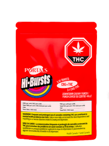 Portals Hi-Bursts - Downtown Cherry Punch 3:1 CBG:THC - Portals Hi-Bursts - Sativa - Gummies 5 Pk