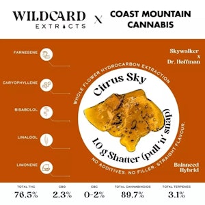 Wildcard Extracts - Wildcard x Coast Mountain Citrus Sky Shatter (Pull n Snap) LTO 1g