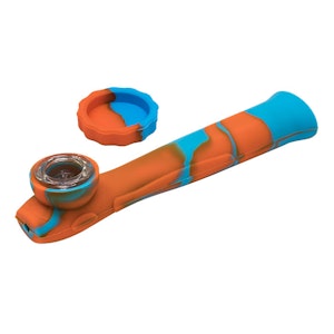 Maple Craft - Orange Blue Silicone Pipe Built In Screen - 6 Inches