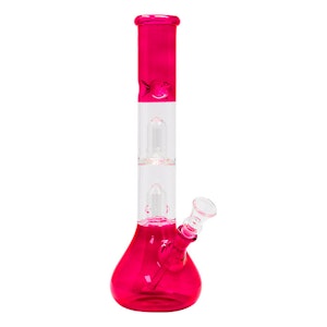 Maple Craft - Red Double Percolator Glass Bong - 12 Inches