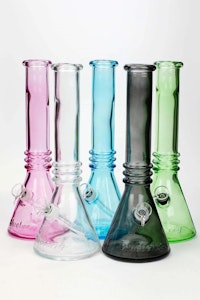MAQ DIST - Triple Ring 12" Beaker Glass Bong (Various Colours)