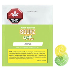 SOURZ by Spinach - Fully Blasted Mango Lime 1:1 CBC:THC 1pc Soft Chew by Sourz by Spinach