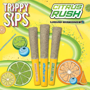 Trippy Sips - Citrus Rush Pack 3 x 0.5g Kief Coated Liquid Diamond Infused Pre-Rolls