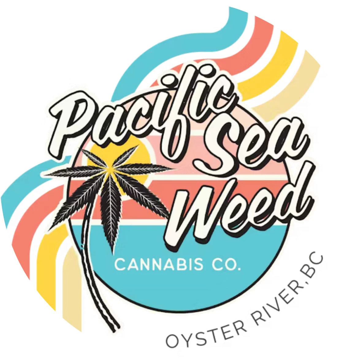 Pacific Sea Weed Cannabis Co. - PSW Rainbow Wave Logo Circle Sticker Main Image