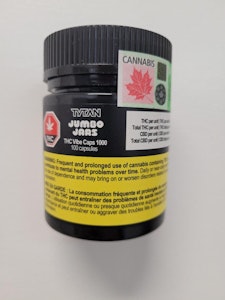 Open Fields Distribution  - Tytan Jumbo Jars THC Vibe Caps 1000 - 100x10mg Capsules