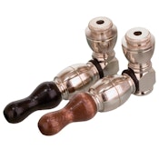 NICKEL & WOOD METAL HAND PIPE - ASSORTED COLOURS