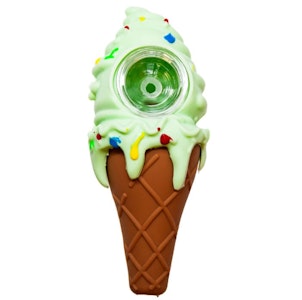 Lit Silicone - Green Ice Cream Cone Silicone Hand Pipe