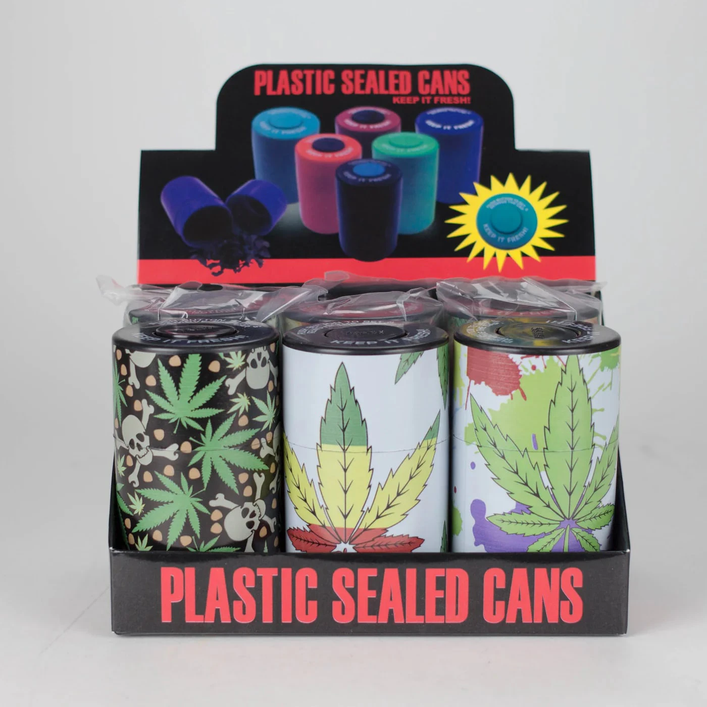 ONE WHOLESALE - Air tight Stash Jars with Green Leaf Designs Main Image