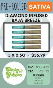 Sticky Greens - STICKY GREENS - 5PK BAJA BREEZE DIAMOND INFUSED PRS