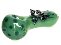 Red Eye Glass 4" Jade Green Frogger Hand Pipe
