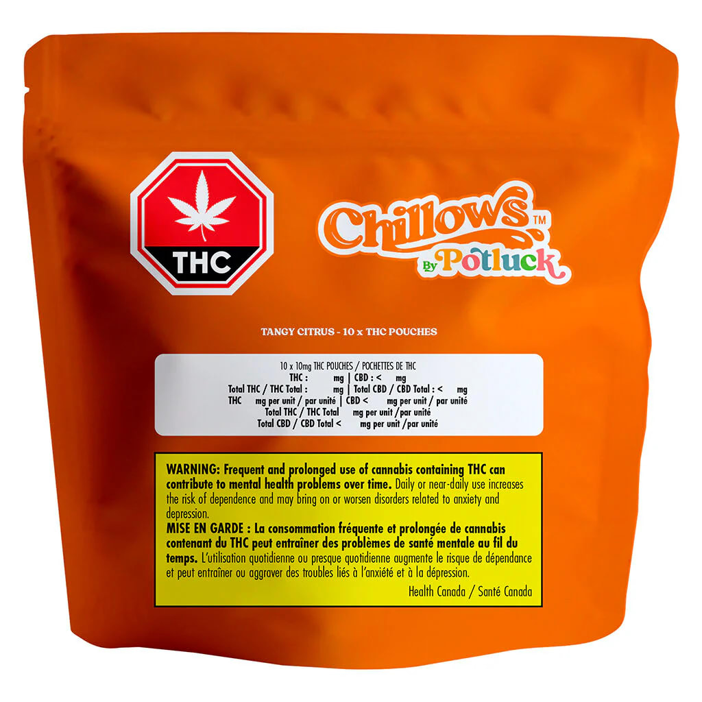 Potluck Tangy Citrus Chillows Sublingual Pouches 10X10mg