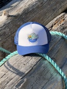 Mesh Vintage Trucker Hat - Blue & Green Logo