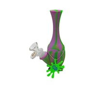 6" Silicone Platinum Bubbler - Purple/Green