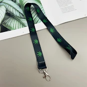 Leaf Print Lanyard - Black