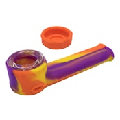RED SILICONE PIPE WITH GLASS BOWL & SILICONE LID