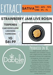 Dabble Cannabis Co. - DABBLE CANNABIS CO - STRAWBERRY JAM LIVE ROSIN