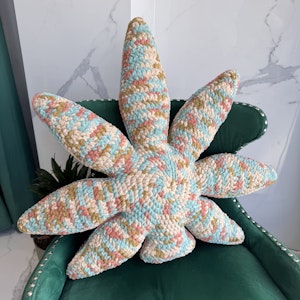 Dawn till Dusk Art - Giant Southern Teal Weed Leaf Pillow