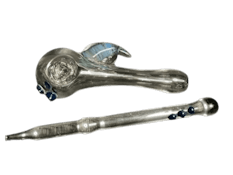 Uplifted Glass Hash Pipe and Poker Tool