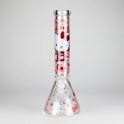 Bong with Kitty Design A and Ice Catcher 14" 7mm Glass Beaker