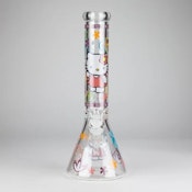 Bong with Kitty Design C and Ice Catcher 14" 7mm Glass Beaker