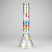 Bong with Kitty Design D and Ice Catcher 14" 7mm Glass Beaker